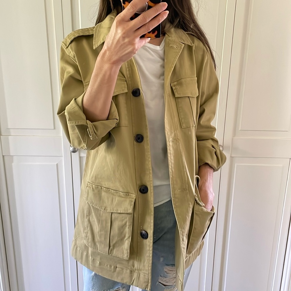 Nili Lotan x Target Women's XS Button-Front Field Jacket Khaki Cotton Blend